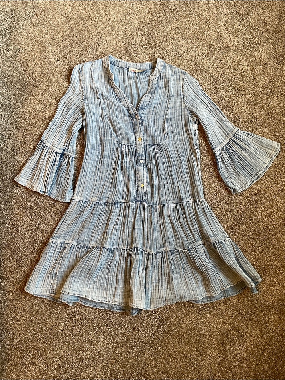 Faherty Kasey Dream Gauze Tiered Organic Cotton Minidress XS